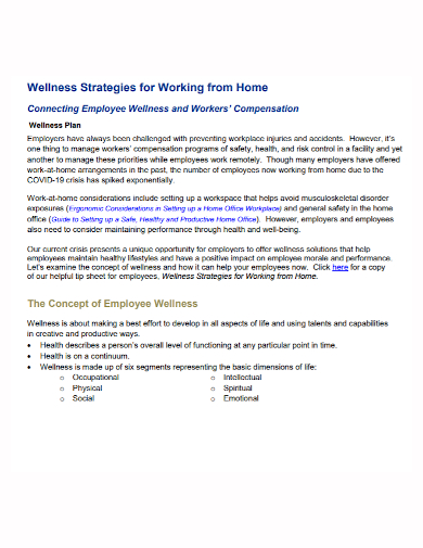 work from home wellness strategy plan