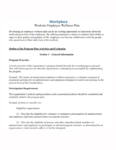 workplace employee wellness plan