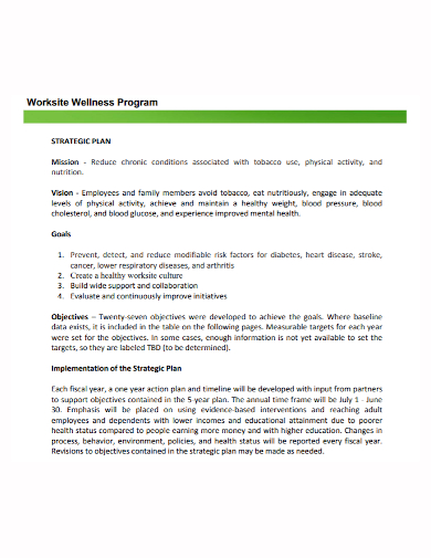 worksite wellness program strategic plan
