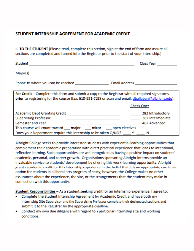academic student internship agreement