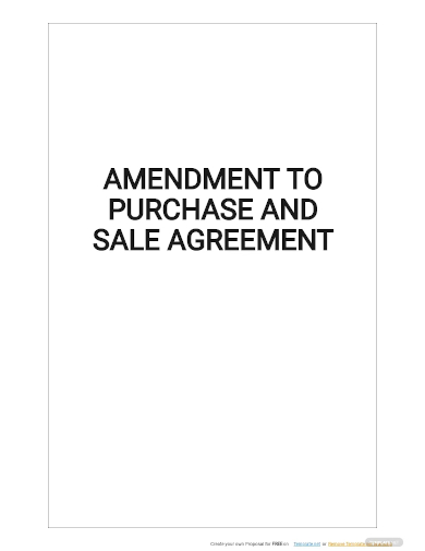 amendment to purchase and sale agreement template