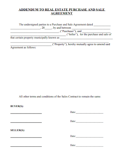 amendment to real estate purchase and sale agreement