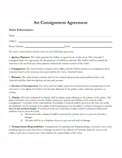 art consignment agreement