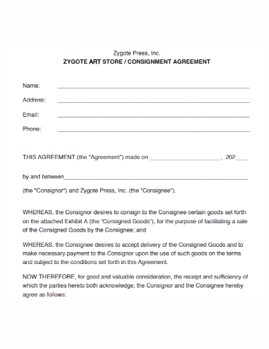 art store consignment agreement