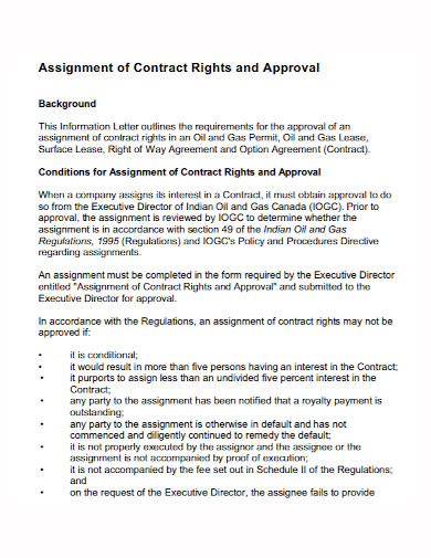 assignment approval of rights contract