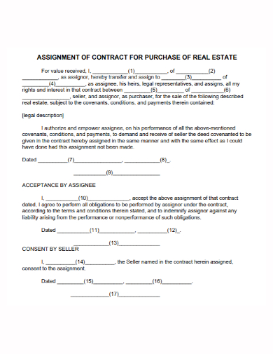 assignment of real estate purchase contract
