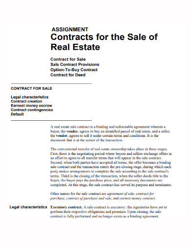 assignment of real estate sale contract