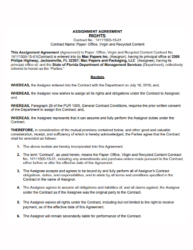 assignment of rights services contract