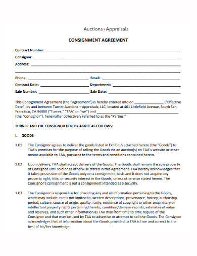 auction consignment contract agreement