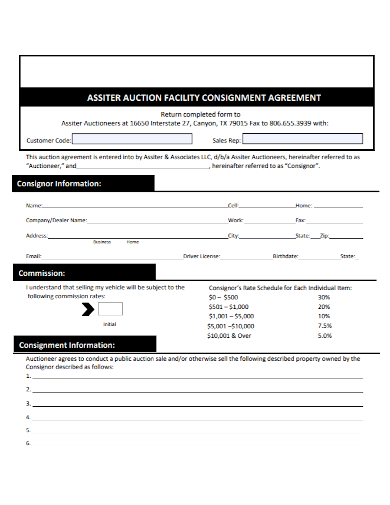 auction facility consignment agreement