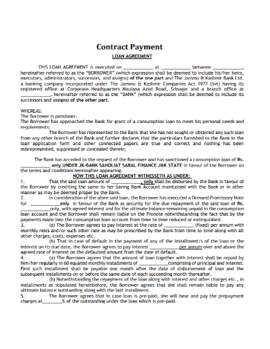 bank loan payment contract
