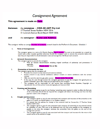 basic art consignment agreement