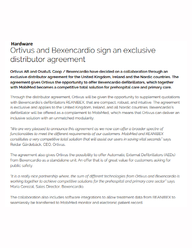 basic hardware exclusive distributor agreement