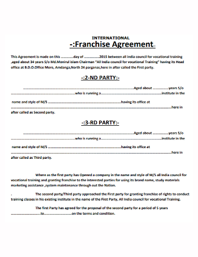 basic international franchise agent agreement