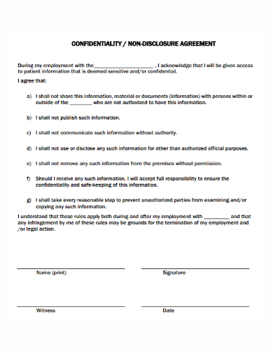 basic non disclosure and confidentiality agreement