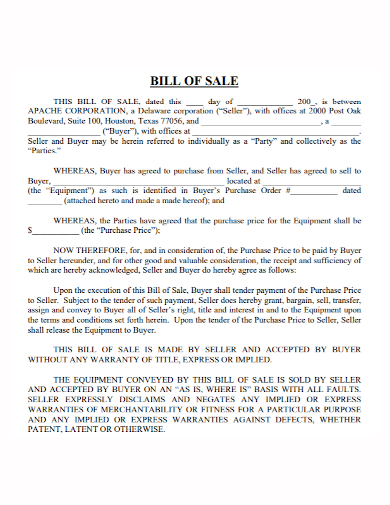 bill of sale for corporation