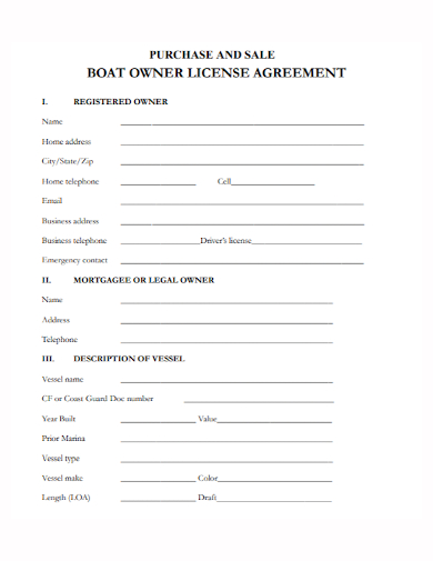 boat license purchase and sale agreement