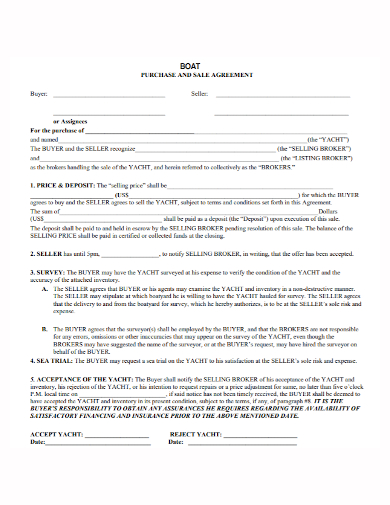 boat purchase and sale agreement