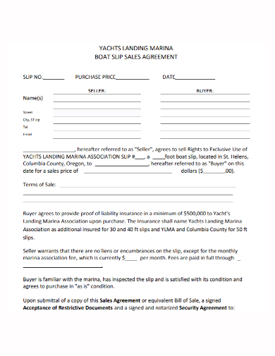 boat slip purchase and sale agreement
