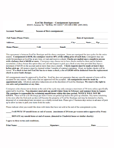boutique account consignment agreement