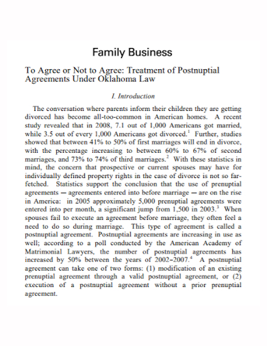 business postnuptial treatment agreement