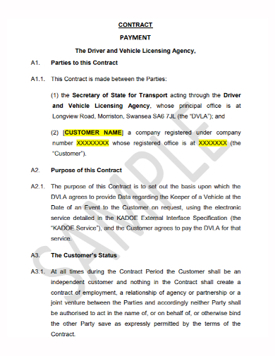 car license payment contract