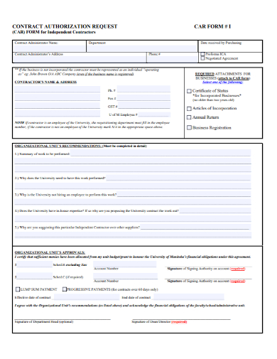 car payment authorization contract form