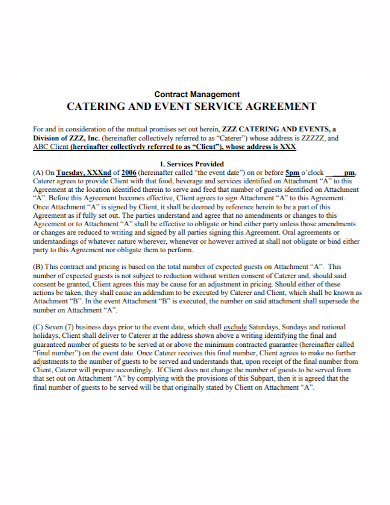 catering event agreement contract