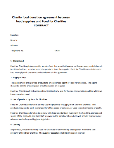 charity food supplier contract