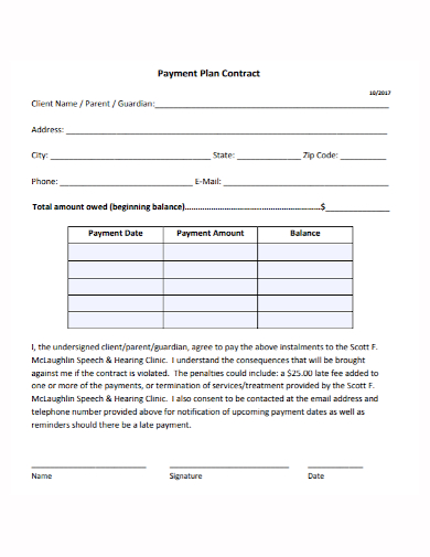 client payment plan contract