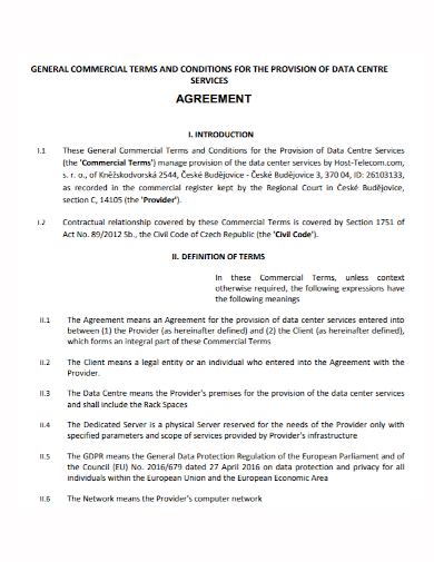 commercial data provision agreement