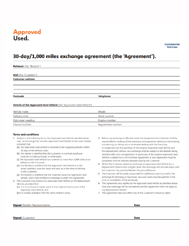 commercial vehicle exchange agreement