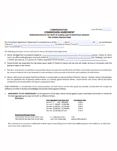 commission compensation lease agreement