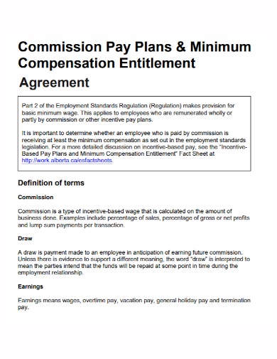 commission pay compensation agreement