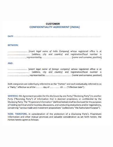 company customer confidentiality agreement