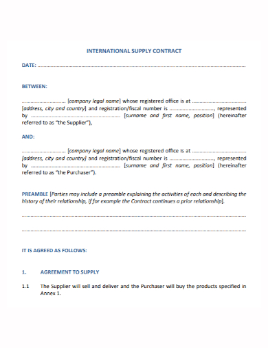 company supplier agreement contract