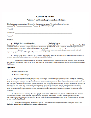 compensation release settlement agreement