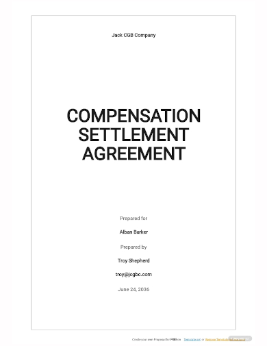 compensation settlement agreement template