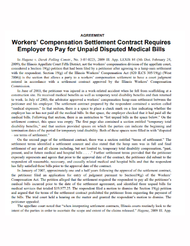 compensation settlement contract agreement