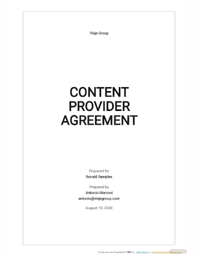 content provider agreement template