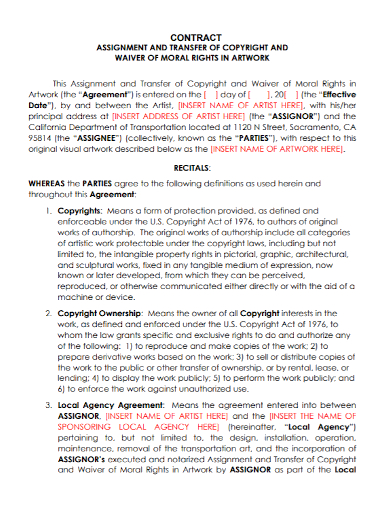copyright transfer assignment contract