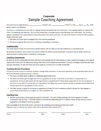 corporate coaching agreement