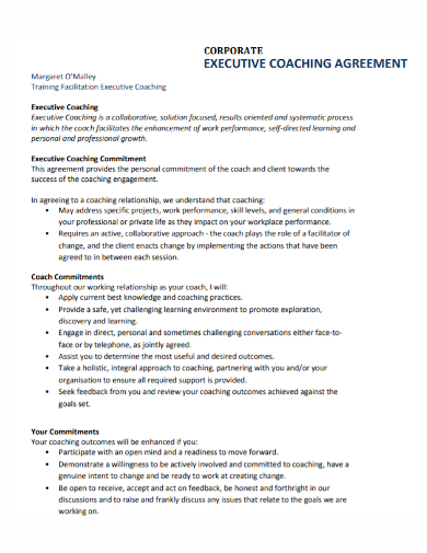 corporate executive coaching agreement