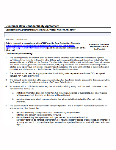 customer data confidentiality agrrement