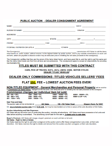 dealer equipment consignment agreement