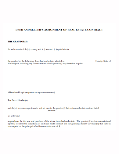 deed of assignment of real estate contract