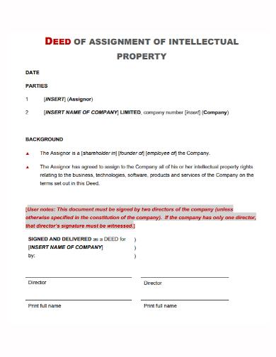 deed of intellectual property assignment
