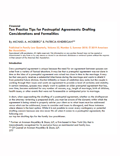 drafting postnuptial financial agreement