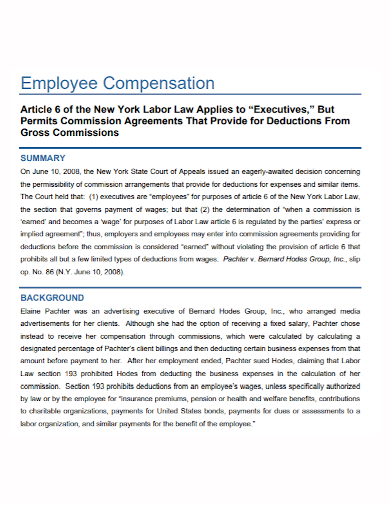 employee commission compensation agreement