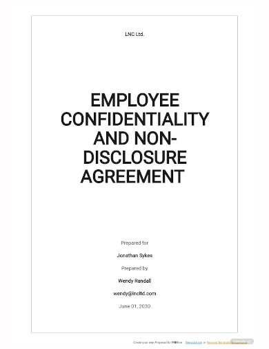 employee confidentiality and non disclosure agreement template
